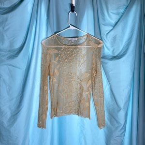 Moa Moa Gold Sheer Lace Top
